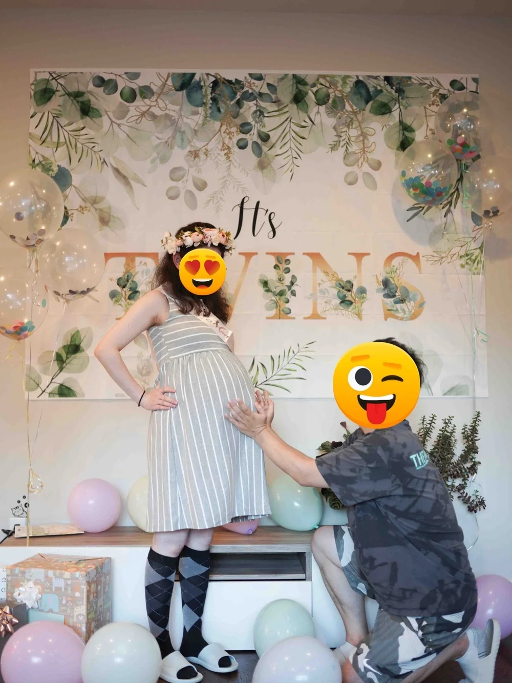 Twins Baby Shower Decoration Bundle – Backdrop, Sash, Props & Games